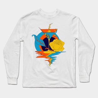 Orange Blue Martini and Rose Long Sleeve T-Shirt